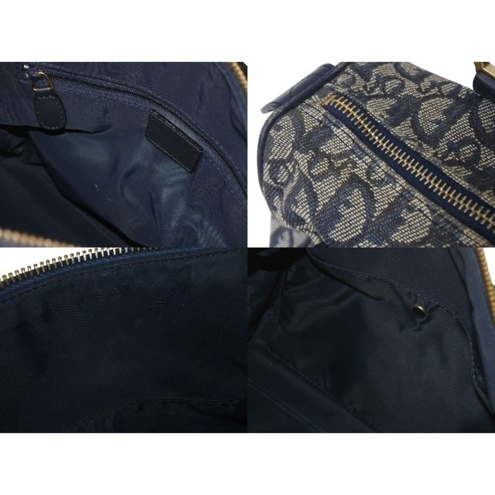 Christian Dior Trotter Canvas Leather Handbag Navy Blue - Picture 7 of 8
